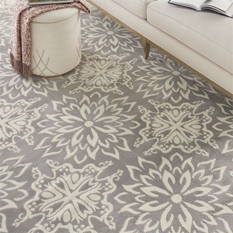 Pemberly Row 8' x 10' Gray Fabric Farmhouse Area Rug (8' x 10')
