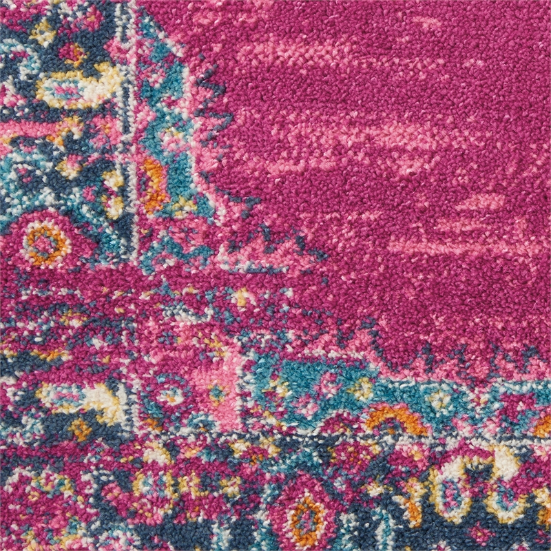 Pemberly Row Modern 9' x 12' Pink Fabric Bohemian Indoor Area Rug