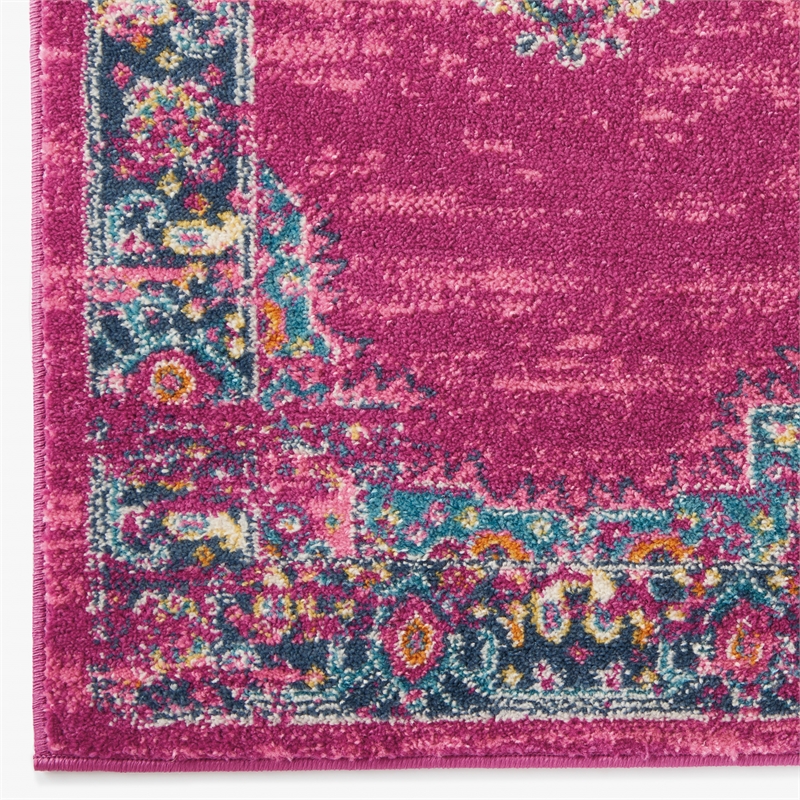 Pemberly Row Modern 9' x 12' Pink Fabric Bohemian Indoor Area Rug