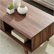 Pemberly Row Wood Coffee Table with Sliding Door in Walnut Finish