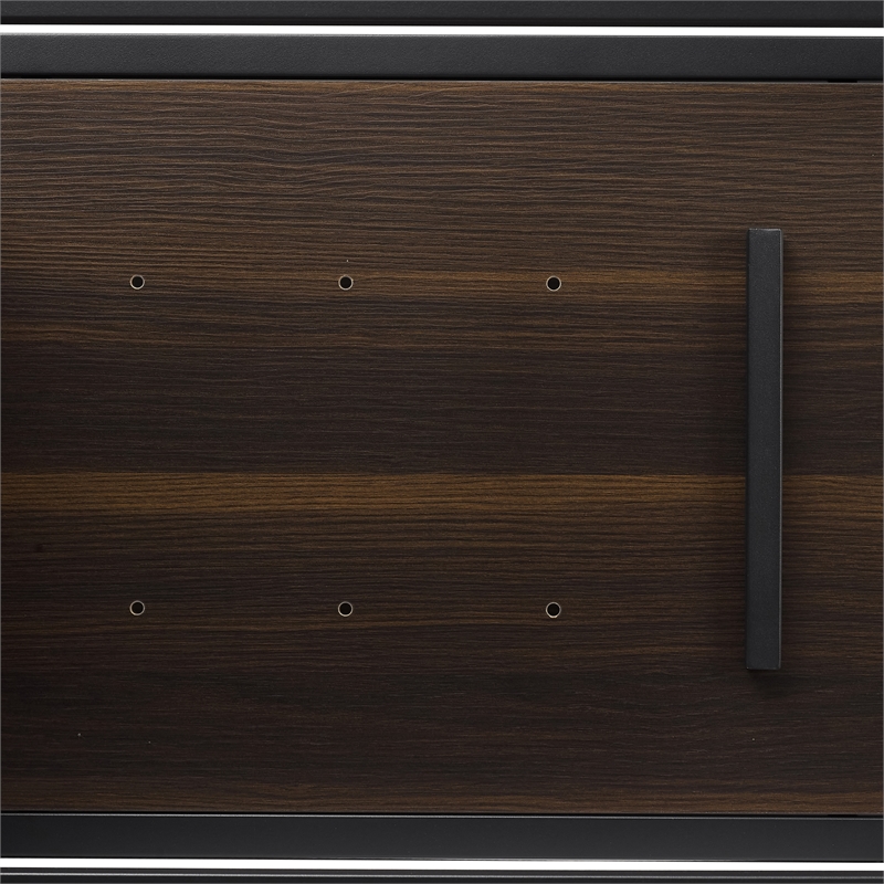 Pemberly Row Modern Wood Record Storage Console in Black/Brown