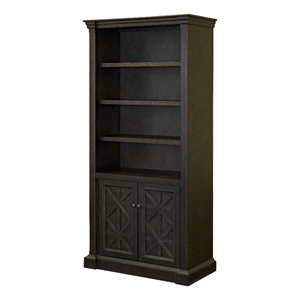 Pemberly Row Wood Bookcase With Doors Office Shelving Storage Cabinet Dark Brown