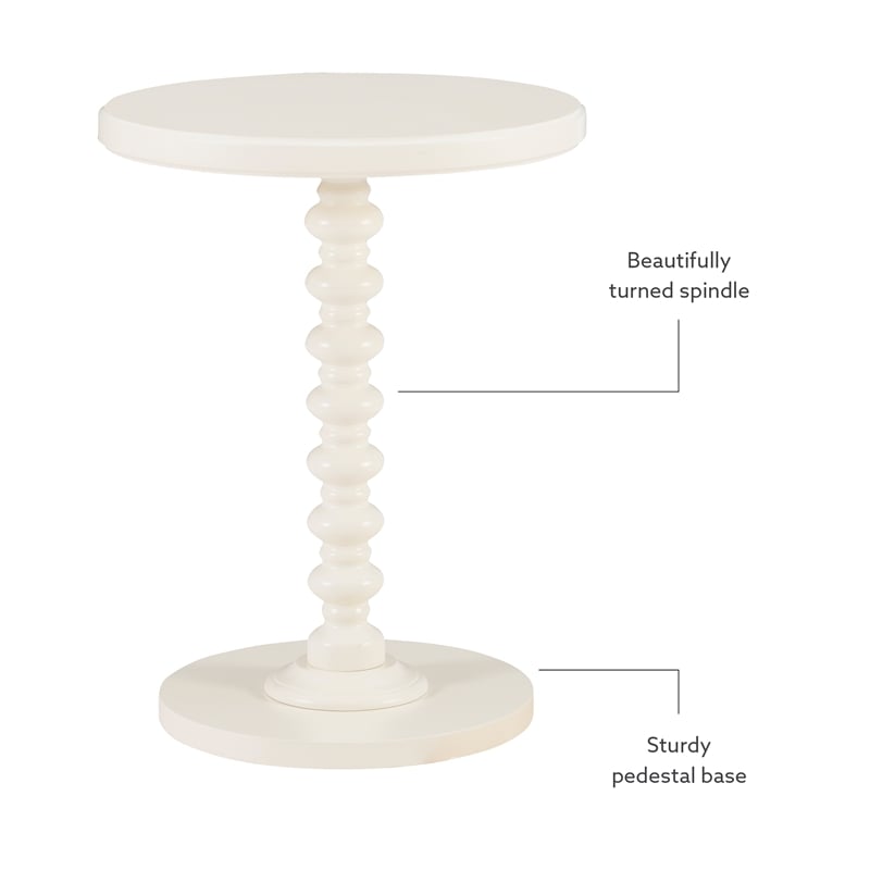 Pemberly Row Contemporary Wood Spindle Side Table in Off White