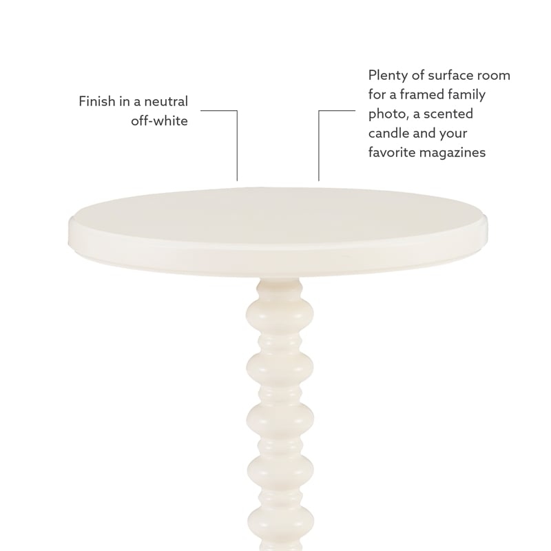 Pemberly Row Contemporary Wood Spindle Side Table in Off White