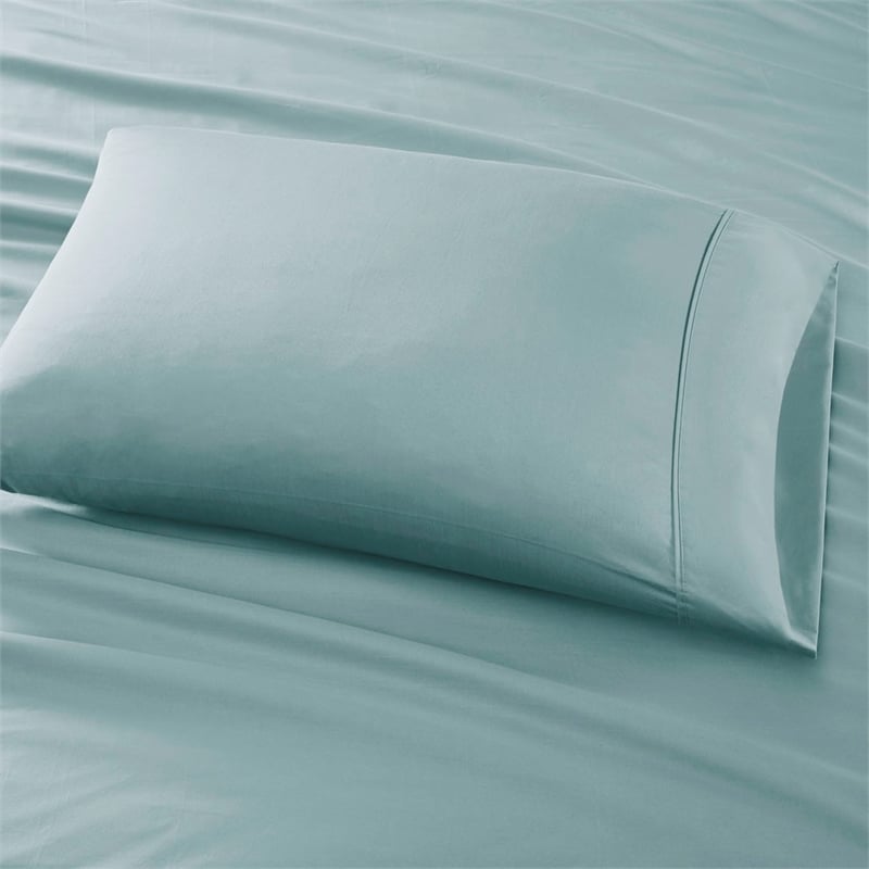 Pemberly Row 800 Thread Count Cotton Blend Sateen Sheet Set in Aqua King