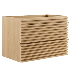 Pemberly Row 29&quot MDF Wood Wall-Mount Bathroom Vanity Cabinet in Oak