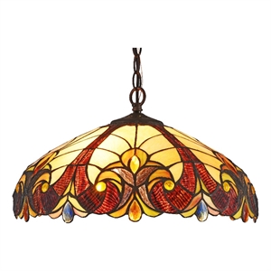 Pemberly Row 2-Light Glass Hanging Pendant Fixture in Multi-Color
