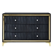 Pemberley Row Velvet Black 6 Drawer Dresser Double Gold Legs 47