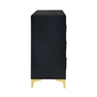Pemberley Row Velvet Black 6 Drawer Dresser Double Gold Legs 47
