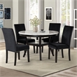 Pemberly Row 5-Pc Faux Marble/Wood Dining Set with 4 Chair-Black