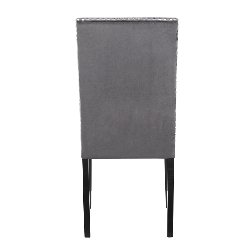 Pemberly Row 5-Pc Faux Marble/Wood Dining Set with 4 Chair-Gray