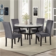 Pemberly Row 5-Pc Faux Marble/Wood Dining Set with 4 Chair-Gray