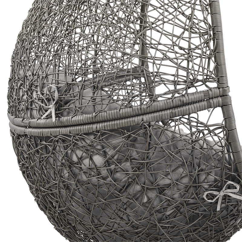 Pemberly Row Outdoor Synthetic Rattan & Steel Swing Chair in Gray