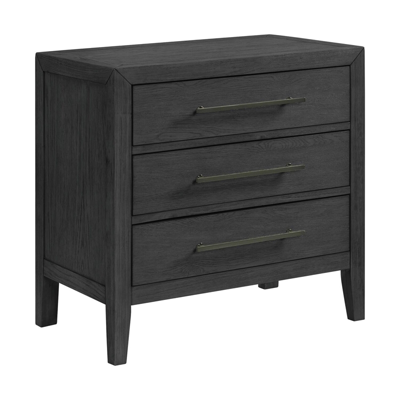 Pemberly Row Modern / Contemporary 3-Drawer Nightstand in Black