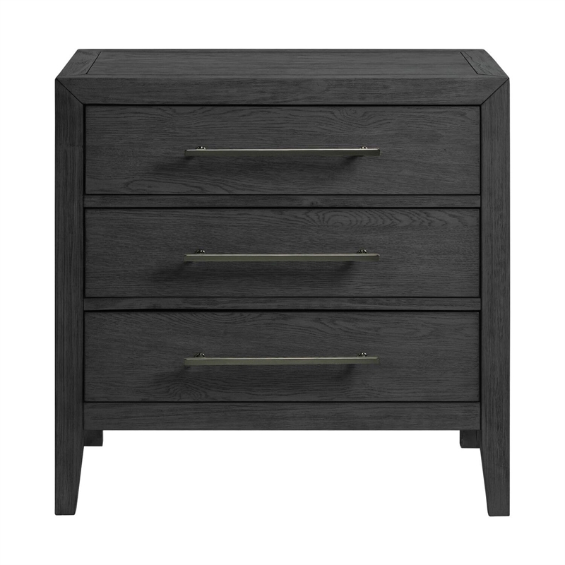 Pemberly Row Modern / Contemporary 3-Drawer Nightstand in Black