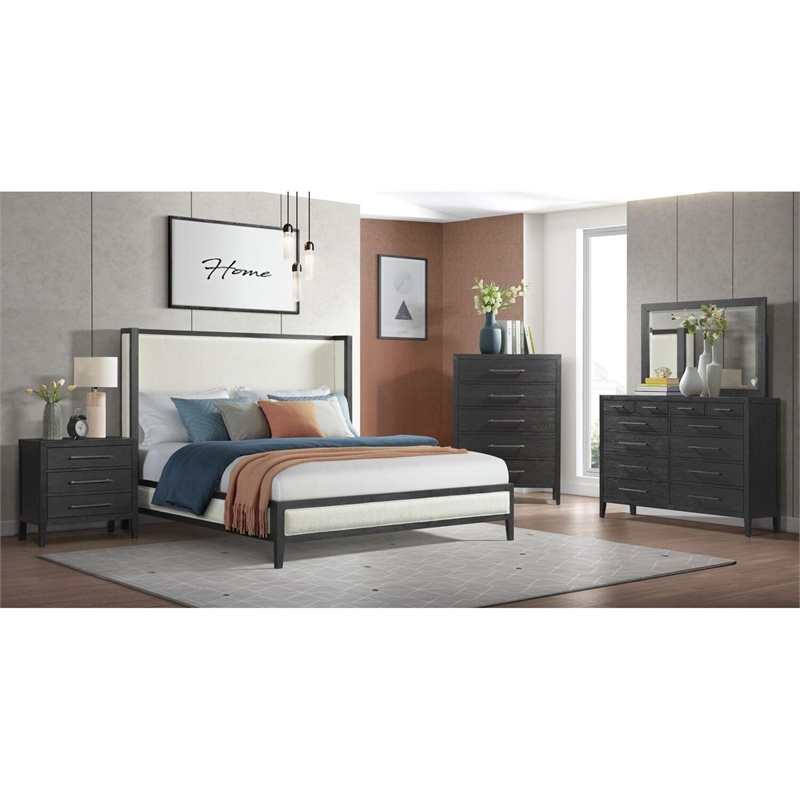 Pemberly Row Modern / Contemporary 3-Drawer Nightstand in Black