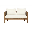 Pemberly Row Loveseat Table & 2 Chair Set Beige Cushions - Brown