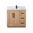 Pemberly Row Wood Vanity - Light Brown w/ White Composite Stone Top no Mirror