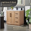 Pemberly Row Wood Vanity - Light Brown w/ White Composite Stone Top no Mirror