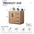 Pemberly Row Wood Vanity - Light Brown w/ White Composite Stone Top no Mirror