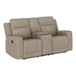 Pemberly Row Faux Leather Upholstered Motion Reclining Loveseat in Taupe