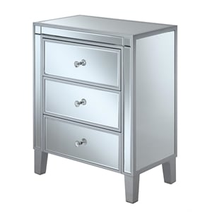 Pemberly Row End Table Nightstand Bedside Rectangle in Glass - Mirrored