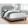 Pemberly Row Full Size Platform Bed Frame in Gray Chrome Upholstered Linen
