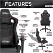 Pemberly Row Sport Ergonomic High-Back Fabric Racer Style PC Gaming Chair- Black