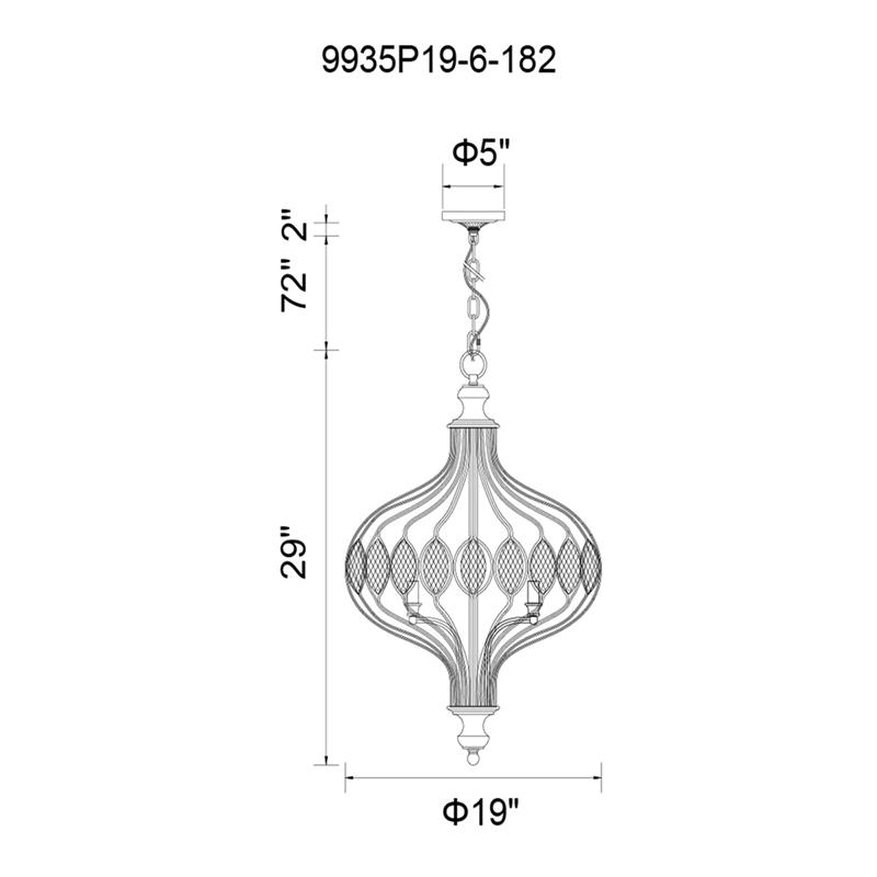 Pemberly Row 6 Light Traditional Metal Chandelier in Antique Bronze