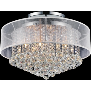 Pemberly Row Radiant 12 Light Drum Shade Metal Flush Mount in Chrome