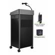Pemberly Row Metal Lectern with Rechargeable Battery in Charcoal