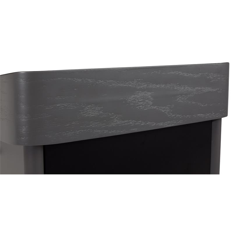 Pemberly Row Contemporary Metal Lectern with Shelves in Charcoal