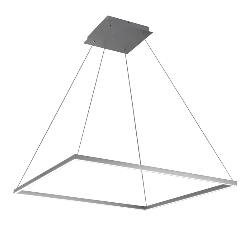 Pemberly Row Square Adjustable ETL Certified Integrated LED Chandelier Silver