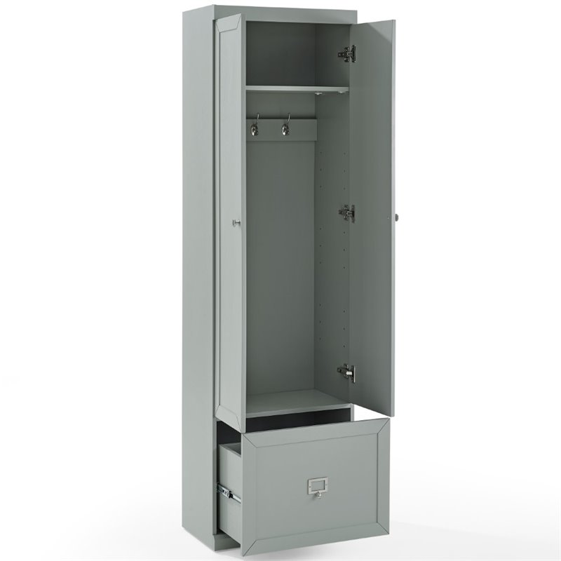 Pemberly Row Contemporary Contemporary Modern Wood/Metal Pantry Closet in Gray