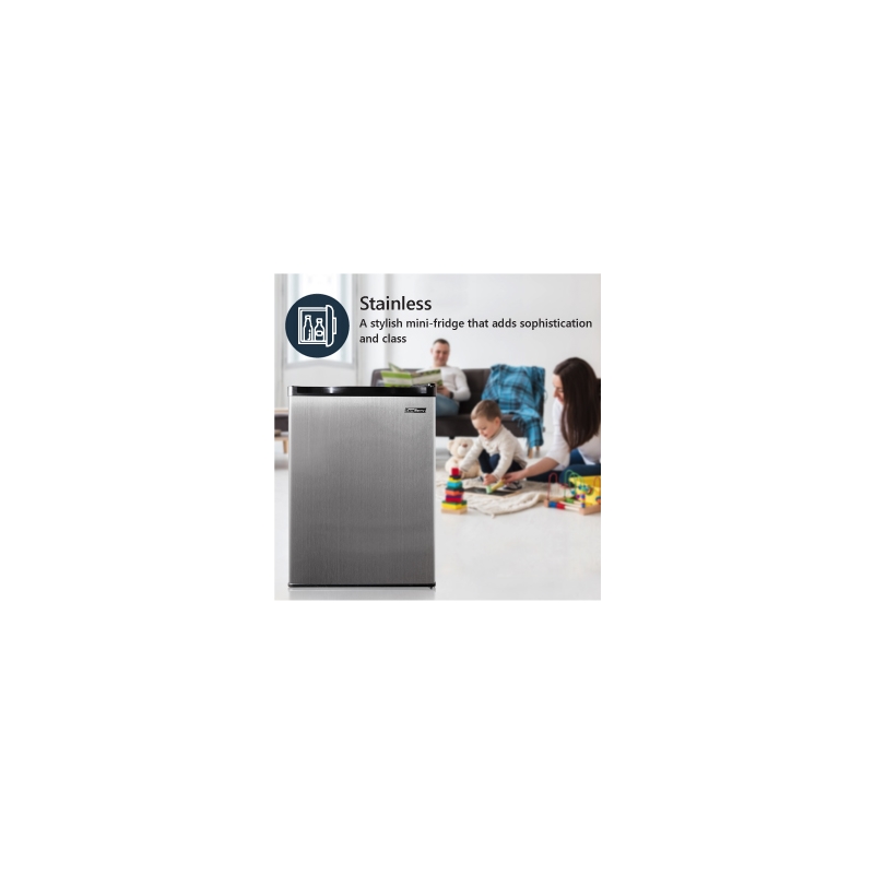 Pemberly Row 2.6 cu.ft. Stainless Compact Refrigerator with Reversible Door