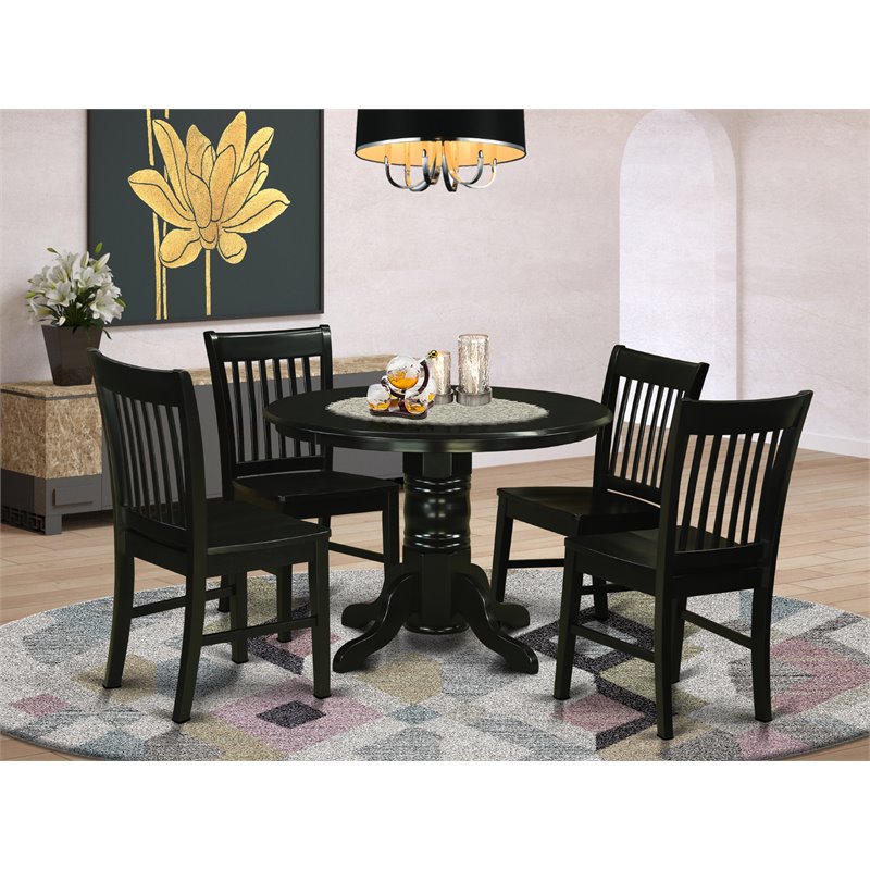 Pemberly Row Modern 3-piece Traditional Wood Dinette Set in Black