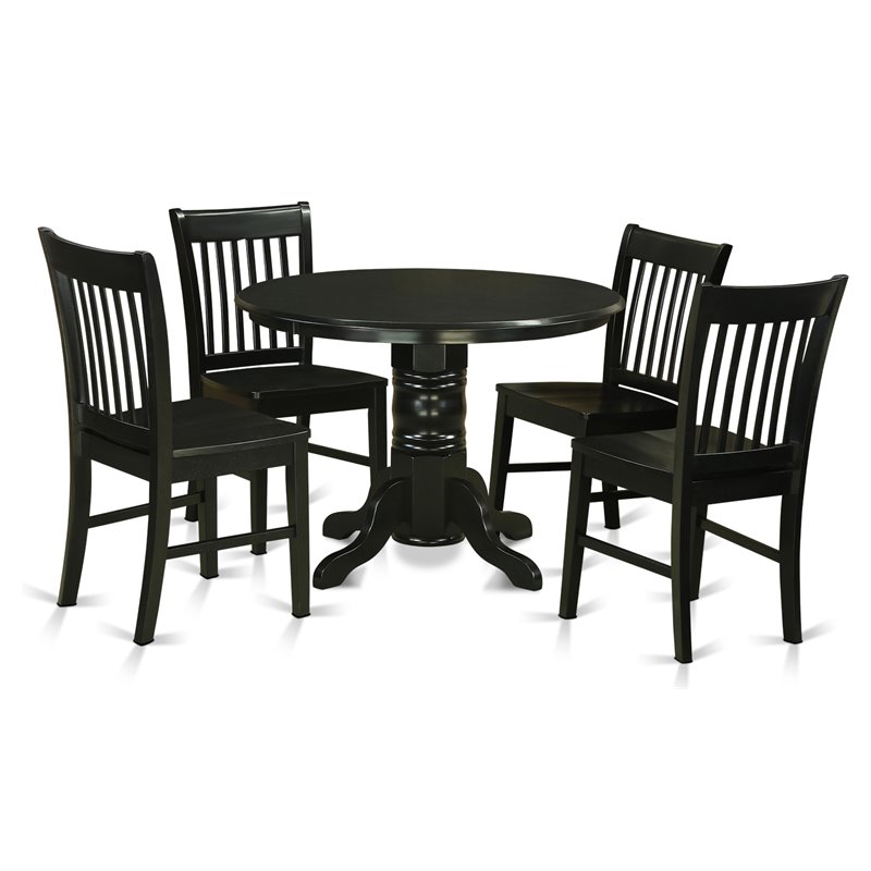Pemberly Row Modern 3-piece Traditional Wood Dinette Set in Black