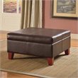 Pemberly Row Transitional Faux Leather Storage Ottoman in Brown Finish