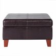Pemberly Row Transitional Faux Leather Storage Ottoman in Brown Finish