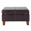 Pemberly Row Transitional Faux Leather Storage Ottoman in Brown Finish