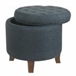 Pemberly Row Boho Transitional Wood and Fabric Storage Ottoman in Indigo Blue