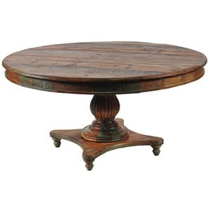 Pemberley Row Solid Wood Multi-Color Dining Table Round Reclaimed 72&quot Unassembled