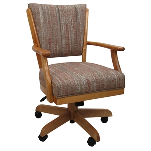 Pemberly Row Solid Wood Caster Dining Chair in Watusi Madder Red on Honey Wood