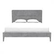 Pemberly Row Upholstered Platform Bed Queen in Light Gray Velvet