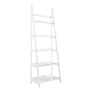 Pemberly Row Modern / Contemporary Wood Five Shelf Bookcase in White
