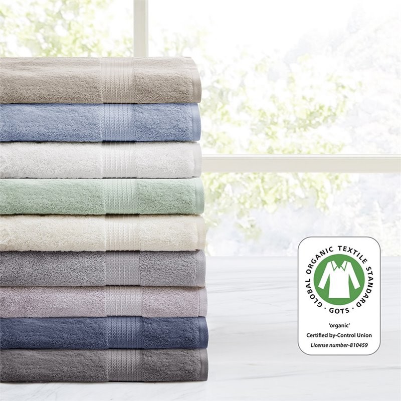 Pemberly Row Organic 6-Piece 100 Percent Cotton Towel Set in Ivory