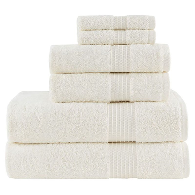 Pemberly Row Organic 6-Piece 100 Percent Cotton Towel Set in Ivory