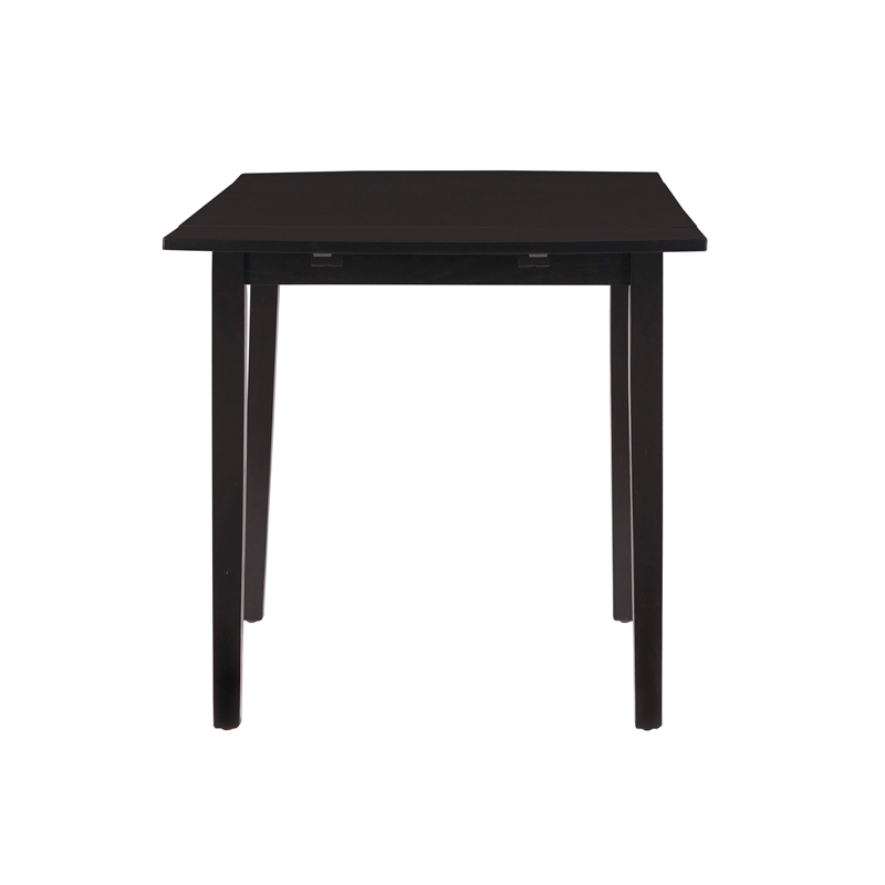 Pemberly Row Contemporary Wood Square Drop Leaf Table in Black