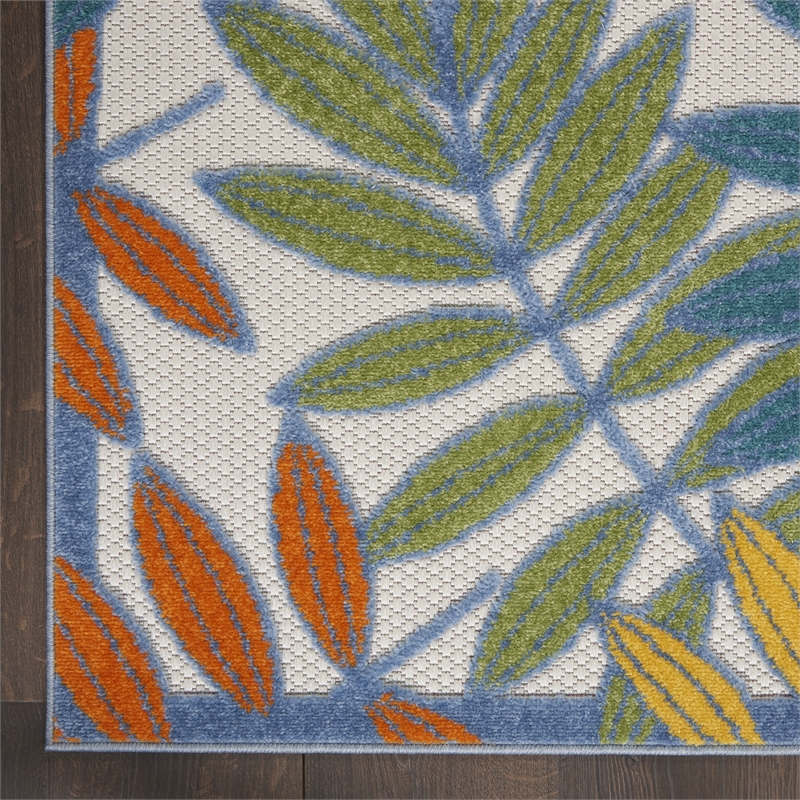 Pemberly Row 8' x 11' Ivory Multicolor Fabric Tropical Area Rug (8' x 11')
