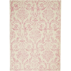 Pemberly Row 5' x 7' White and Pink Fabric Vintage Area Rug (5' x 7')